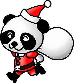 Pirate Pandain Santa Hat PNG image