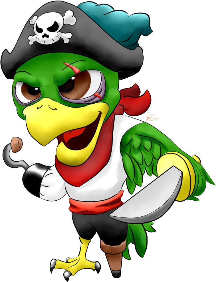 Pirate Parrot Cartoon Character PNG image