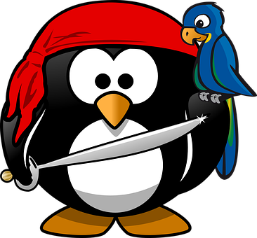 Pirate Penguinwith Parrot Friend PNG image