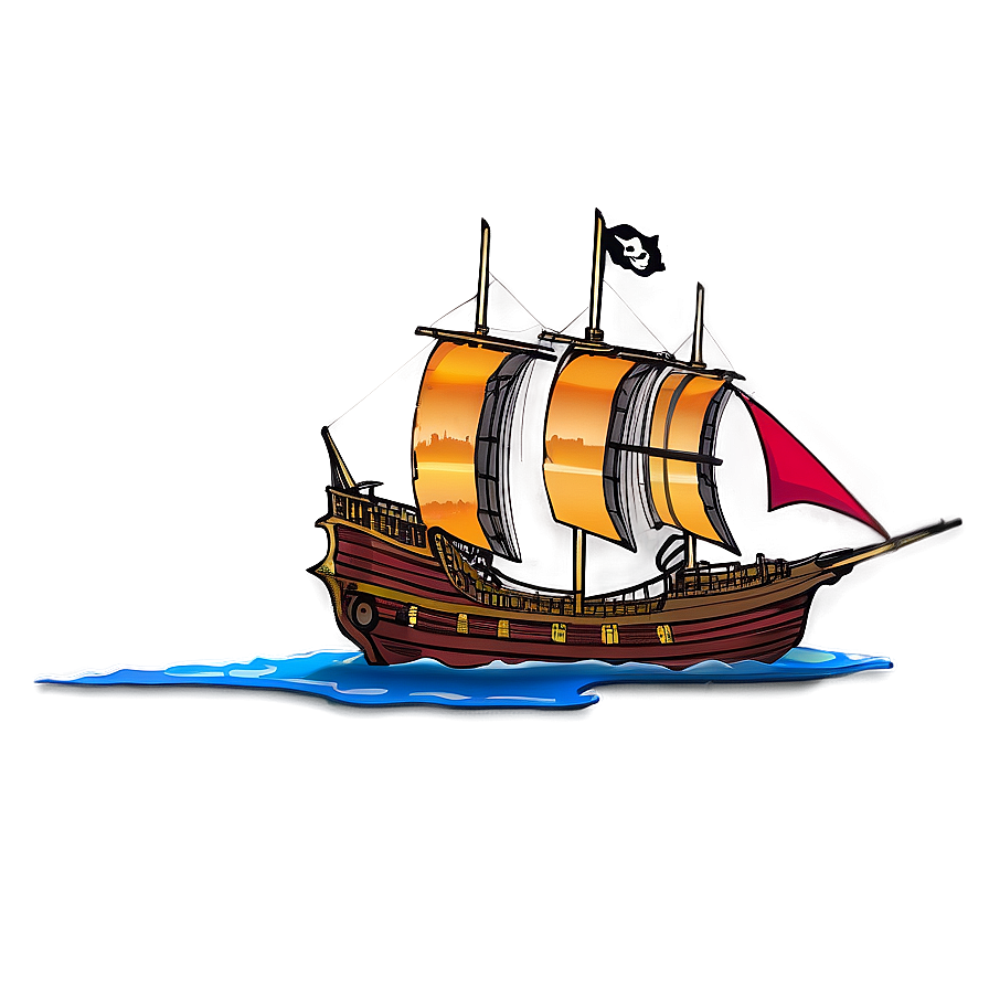 Pirate Ship At Sunset Png 10 PNG image