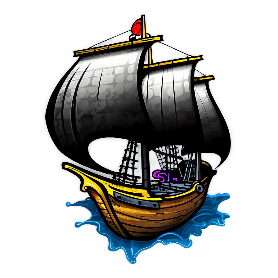 Pirate Ship Tattoo Png 40 PNG image