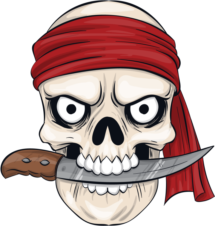Pirate Skullwith Red Bandana PNG image