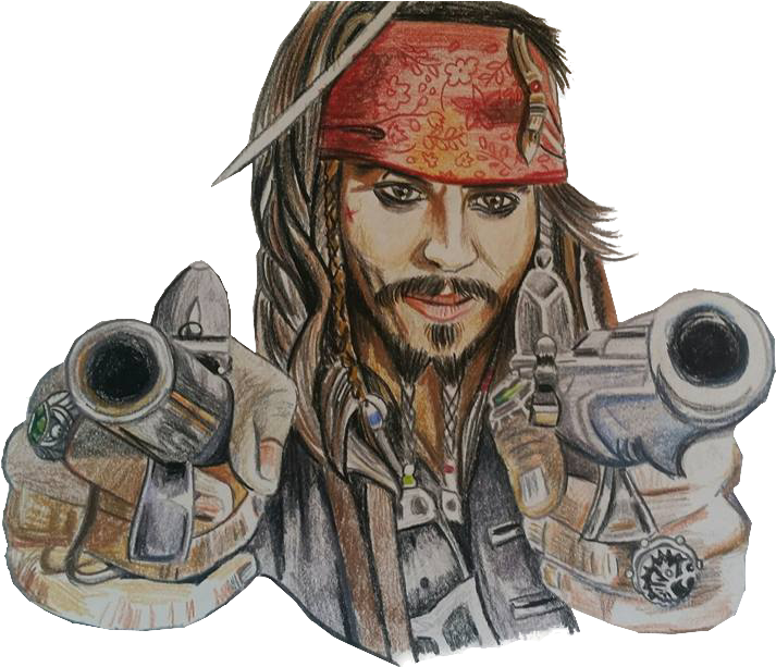 Pirate With Guns Sketch PNG image