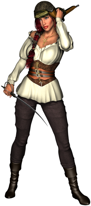 Pirate Woman Character Pose PNG image