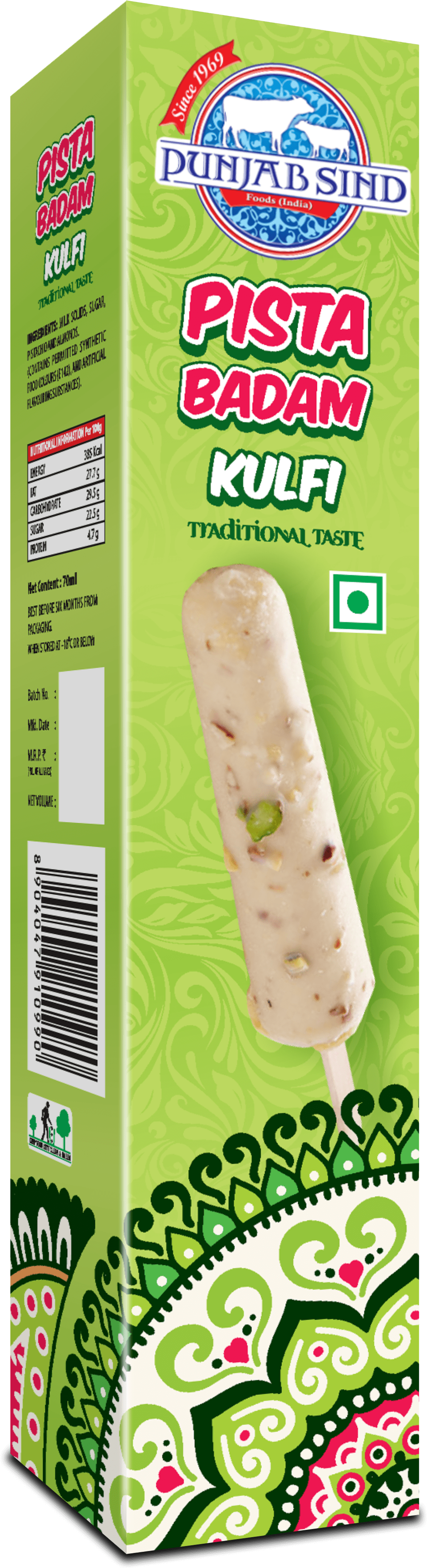 Pista Badam Kulfi Packaging PNG image