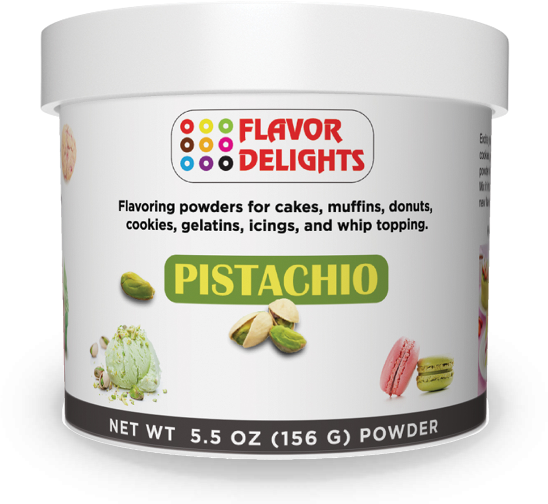 Pistachio Flavor Delights Powder Container PNG image