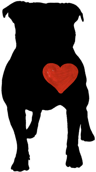 Pitbull Silhouettewith Heart PNG image