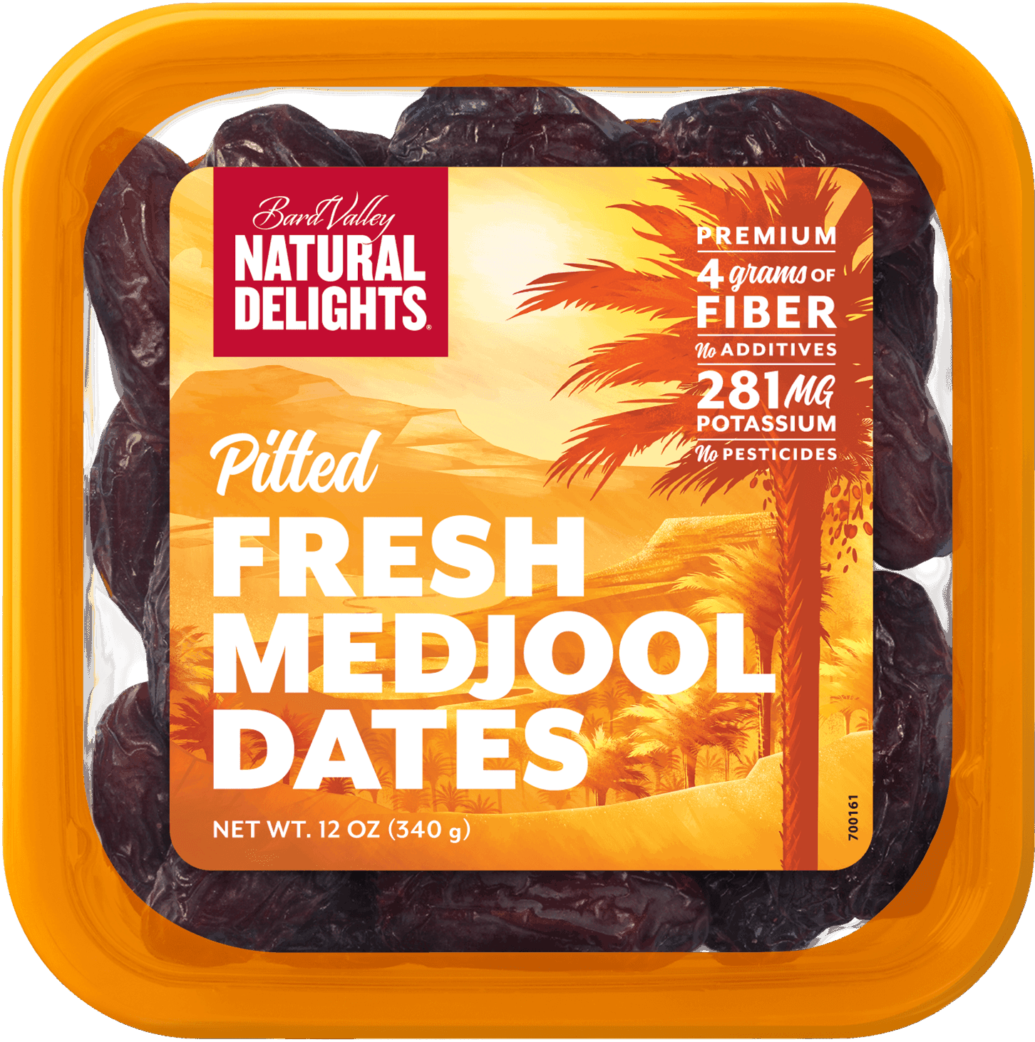 Pitted Fresh Medjool Dates Packaging PNG image