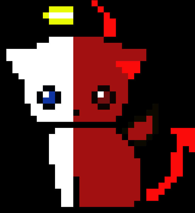 Pixel Angel Devil Cat PNG image