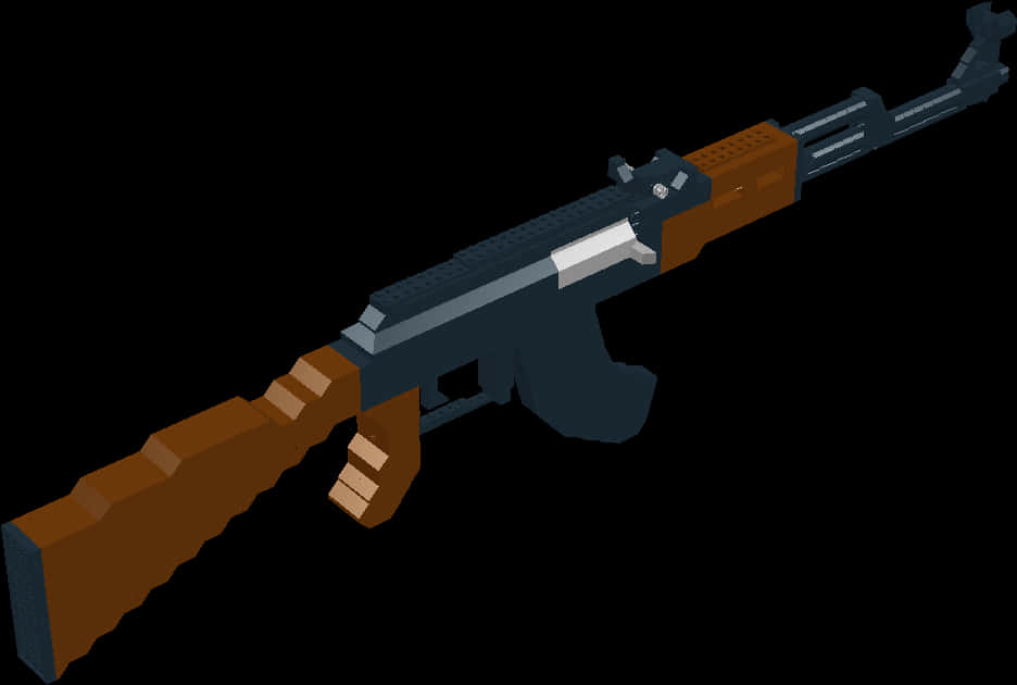 Pixel Art A K47 Rifle PNG image