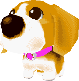 Pixel Art Beaglewith Pink Collar PNG image