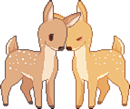 Pixel Art Fawns Nuzzling PNG image