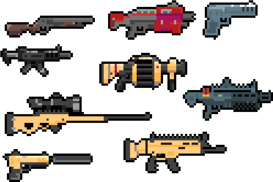 Pixel Art Firearms Collection PNG image