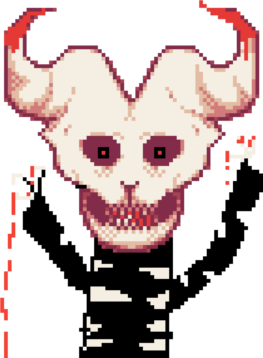 Pixel Art Horned Skull Demon PNG image