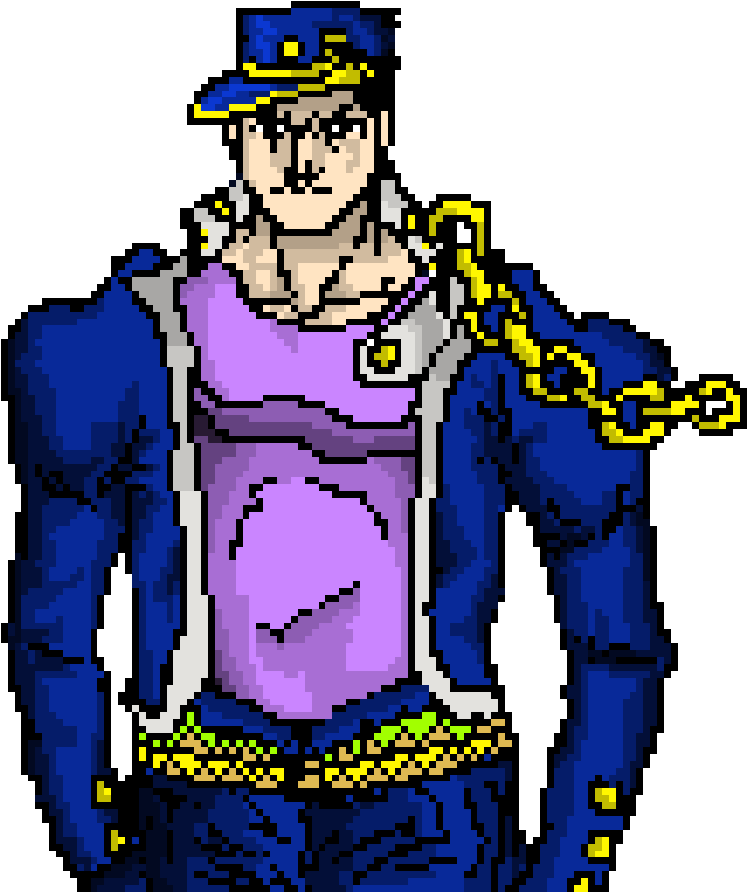 Pixel Art Jotaro Kujo Standing Pose PNG image