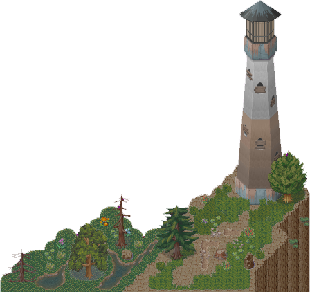Pixel Art Lighthouse Cliffside PNG image