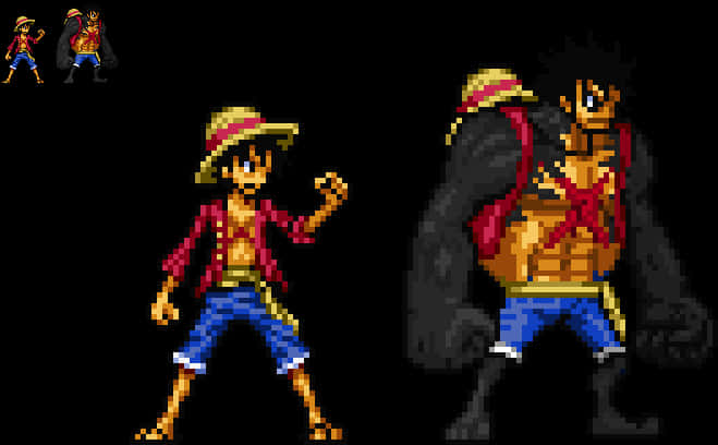 Pixel Art Luffyand Gear Fourth Transformation PNG image
