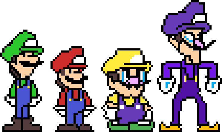 Pixel Art Mario Brosand Wario PNG image