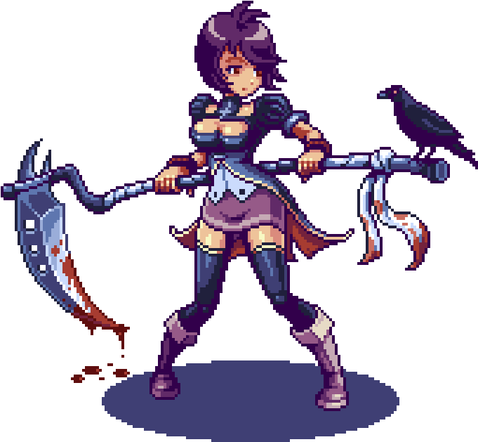 Pixel Art Warriorwith Halberdand Raven PNG image