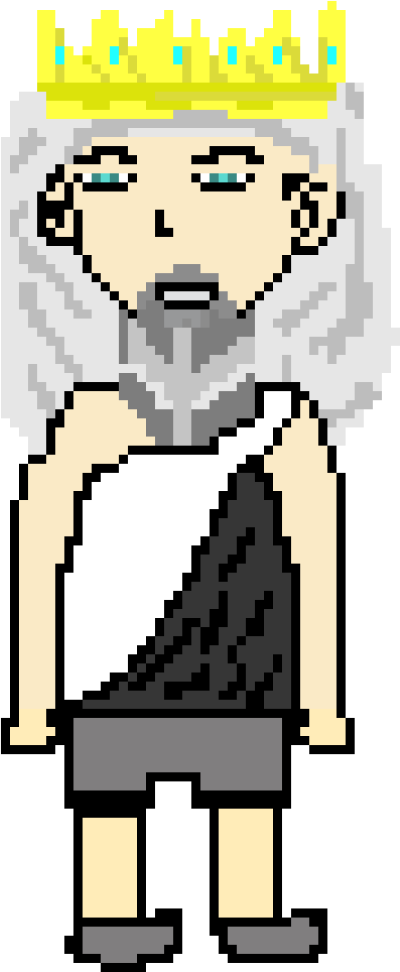 Pixel Art Zeuswith Crown PNG image