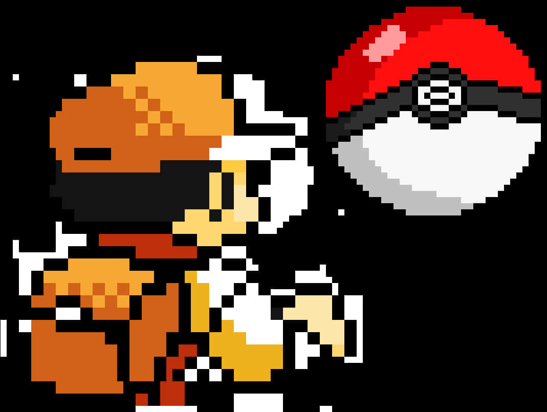 Pixel Ashand Pokeball PNG image