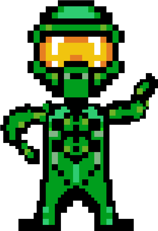 Pixel Astronaut Green Suit PNG image
