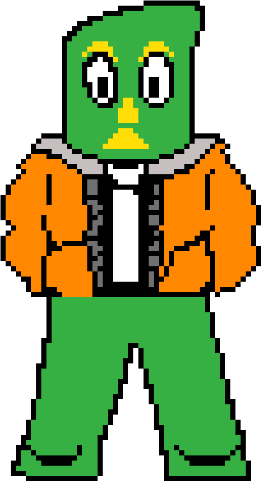 Pixel Gumbyin Life Jacket PNG image