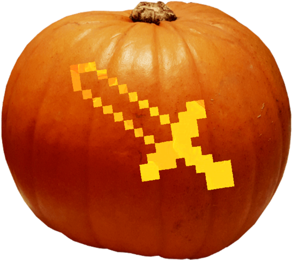 Pixel Sword Pumpkin Carving PNG image