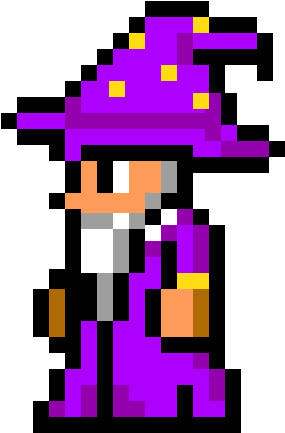 Pixel Wizardin Purple Hat PNG image