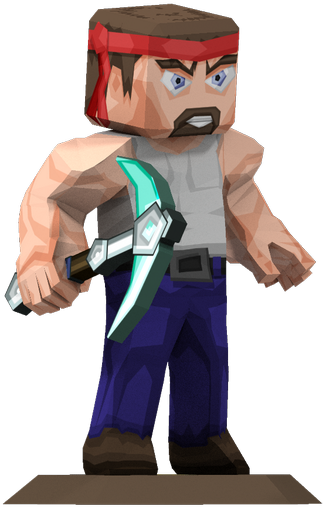 Pixelated Adventurerwith Pickaxe PNG image