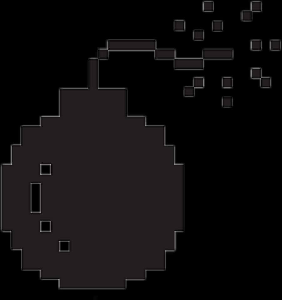 Pixelated Black Bomb Icon PNG image