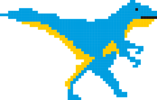 Pixelated Blue Dinosaur Art PNG image