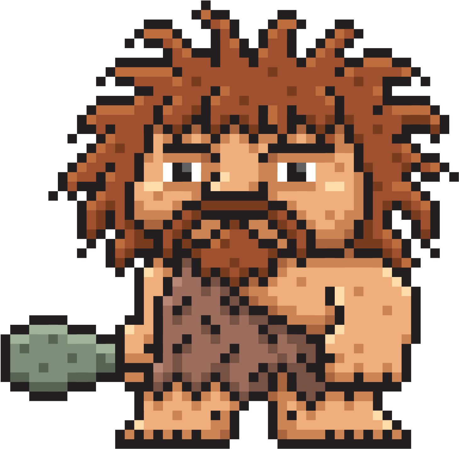 Pixelated Cavemanwith Club PNG image
