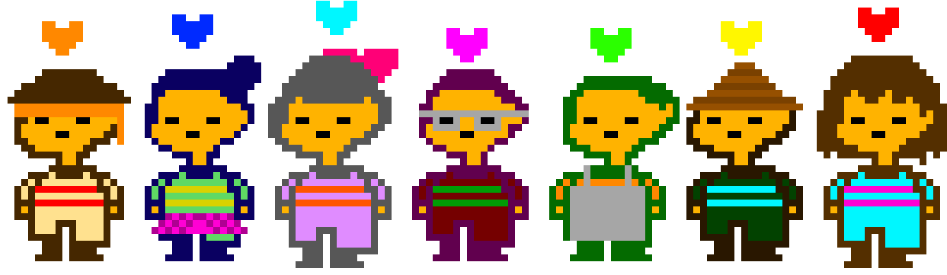 Pixelated Characters With Hearts PNG image