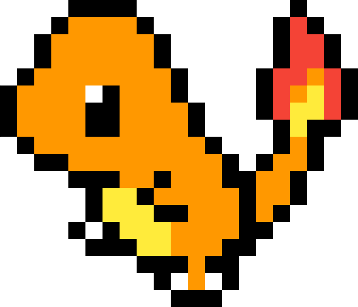 Pixelated Charmander Art PNG image