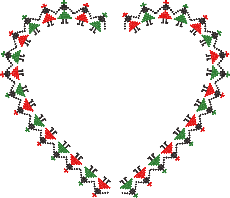 Pixelated Christmas Heart Border PNG image