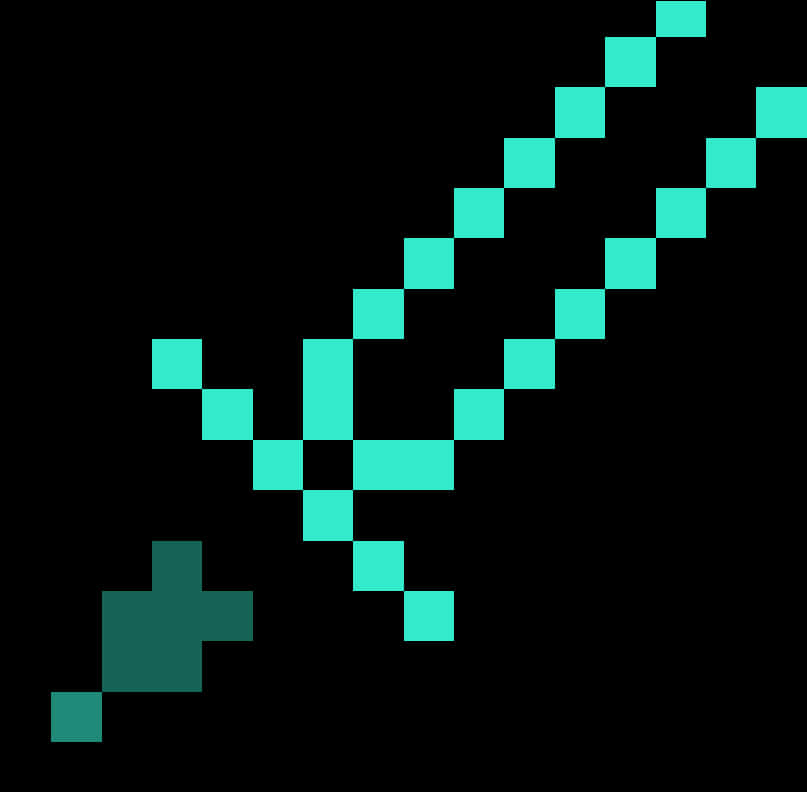 Pixelated Diamond Sword Minecraft PNG image