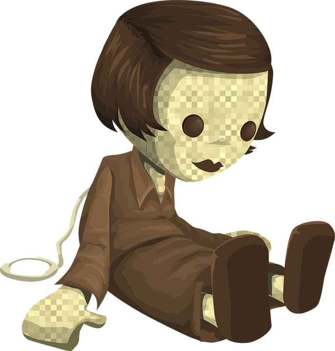 Pixelated Doll Creepy Illustration PNG image