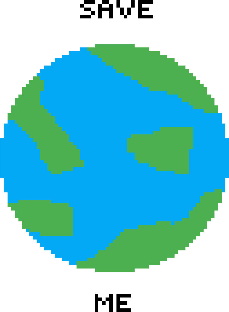 Pixelated Earth Save Me PNG image