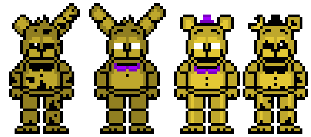 Pixelated Fredbear Characters PNG image