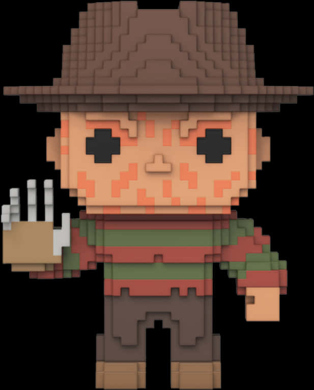 Pixelated Freddy Krueger Figure PNG image