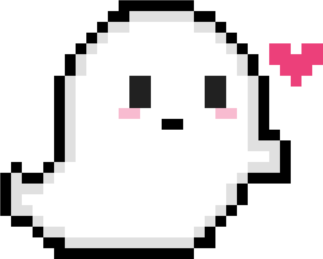 Pixelated Ghost With Heart PNG image