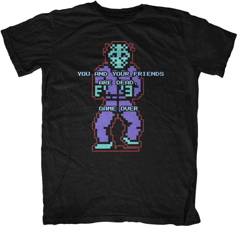 Pixelated Jason Voorhees Game Over T Shirt PNG image