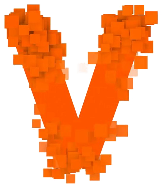 Pixelated Letter V PNG image