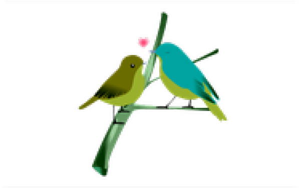 Pixelated Love Birds PNG image