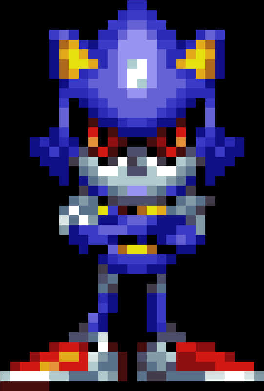 Pixelated Metal Sonic Standing PNG image