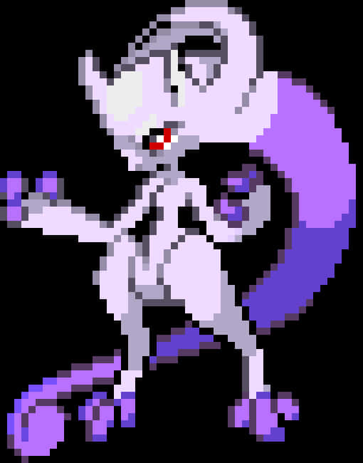 Pixelated Mewtwo Artwork PNG image