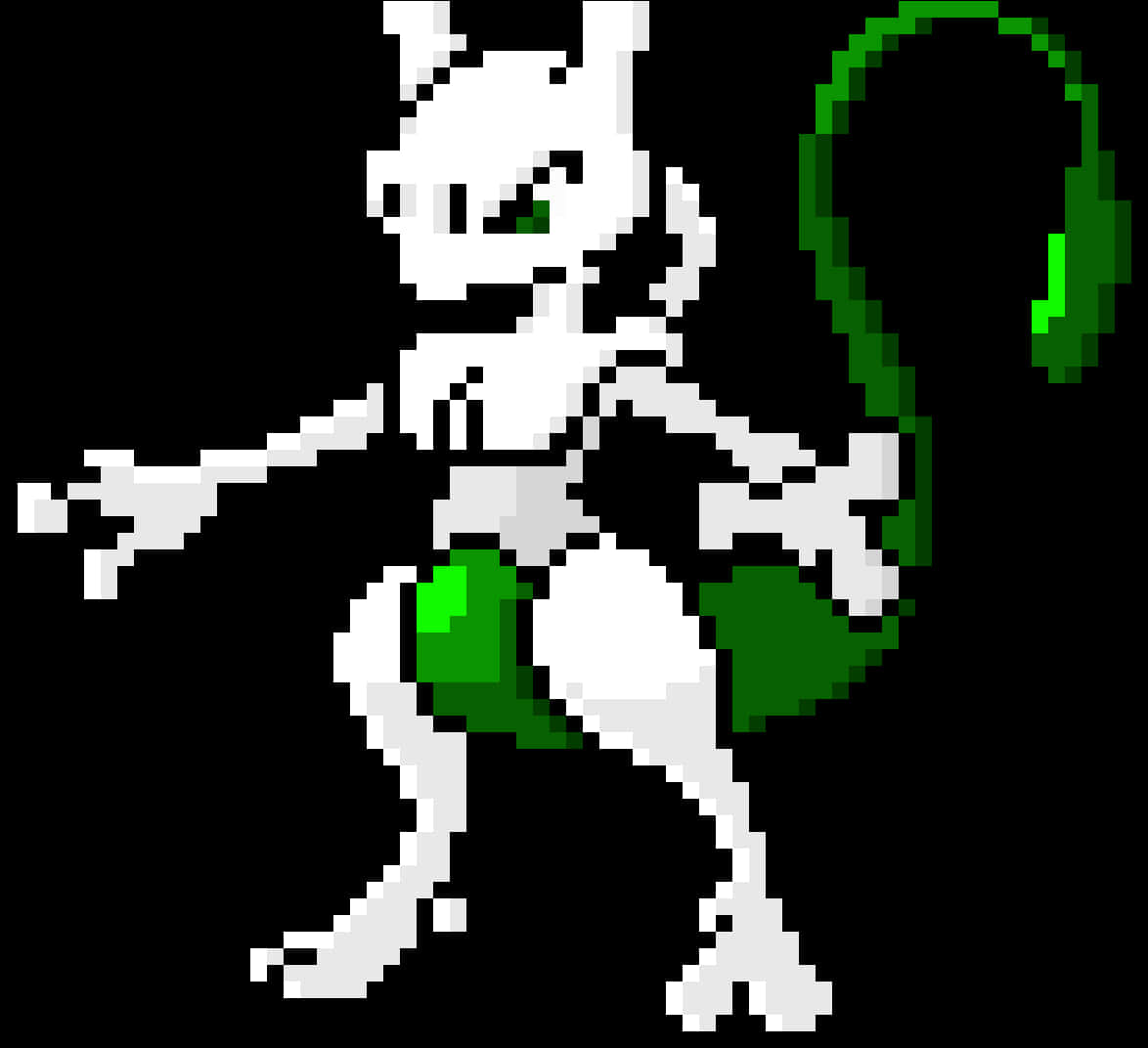 Pixelated Mewtwo Sprite Art PNG image