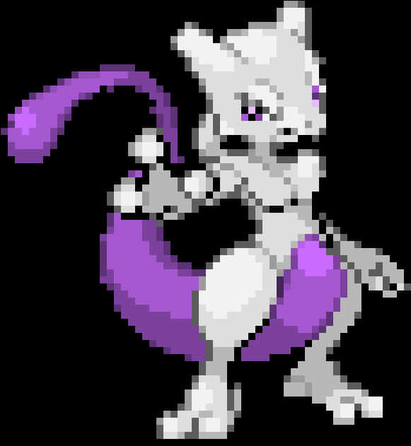 Pixelated Mewtwo Sprite PNG image