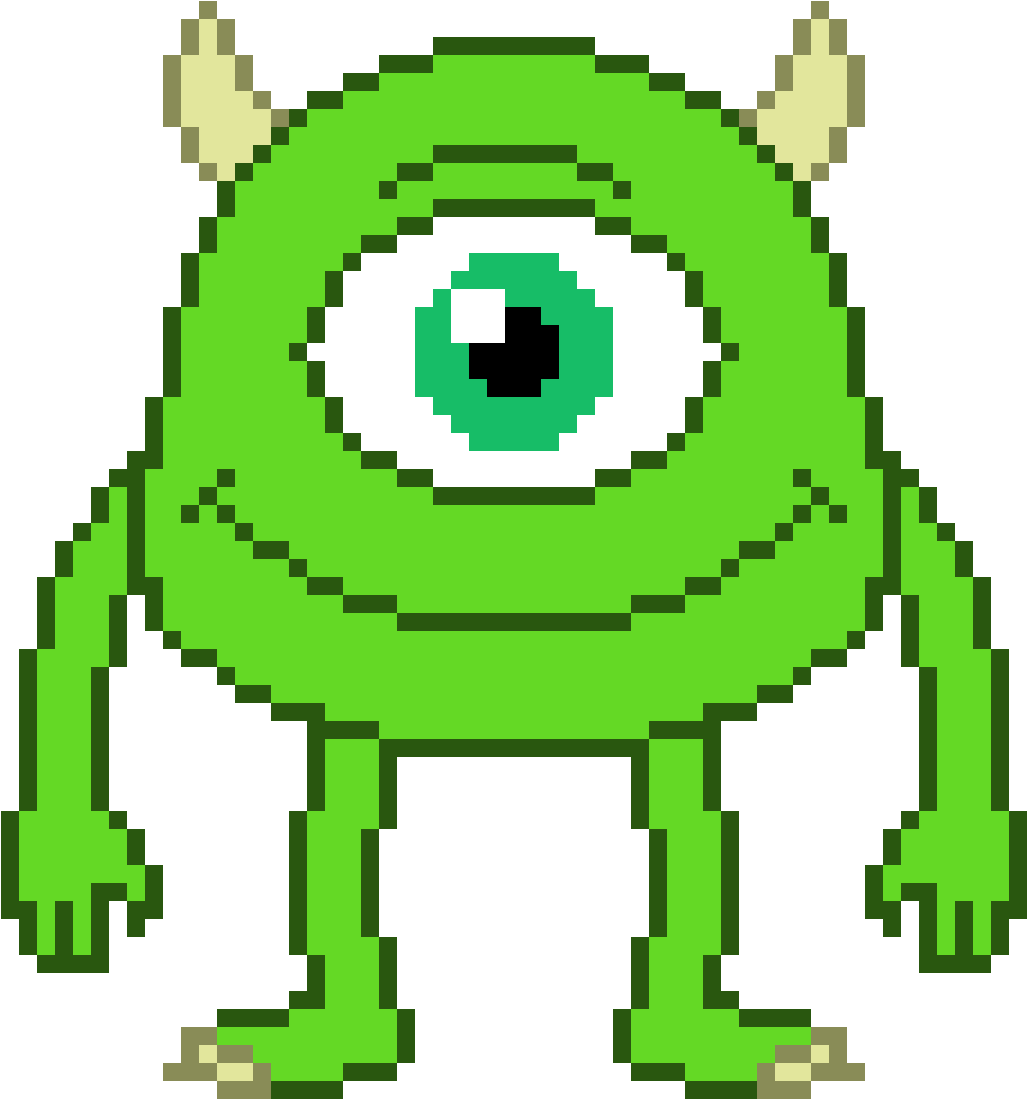 Pixelated Mike Wazowski PNG image